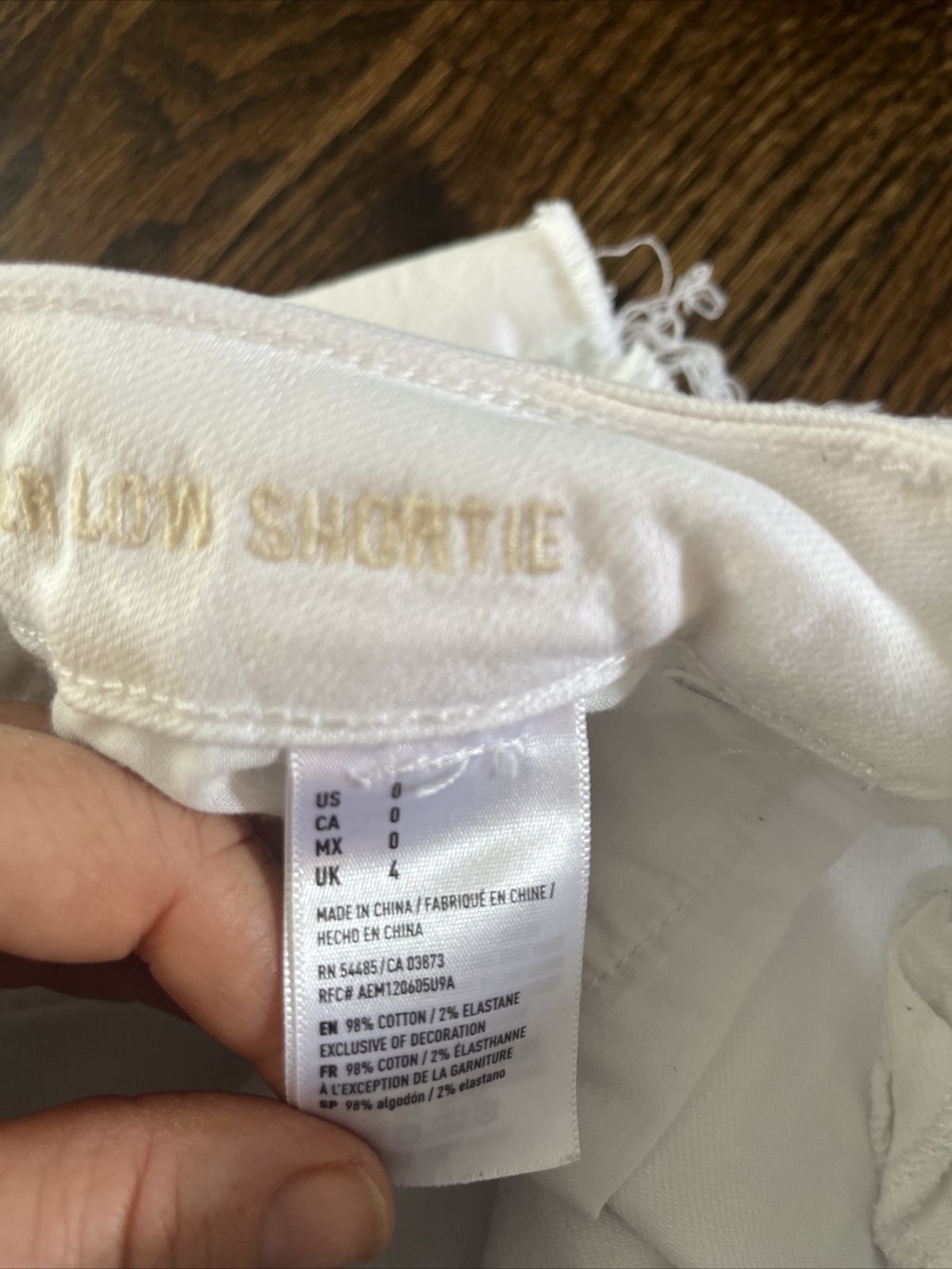 American Eagle Women's Jean Shorts Size 0/26 White Denim Stretch Raw Hem - View 4