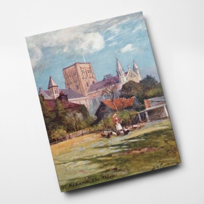 A6 PRINT - Vintage Hertfordshire - St. Albans. The Abbey (b)