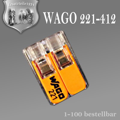   Wago Klemmen mit Hebel 221-412 Verbindungsklemme 2polig Compact transparent