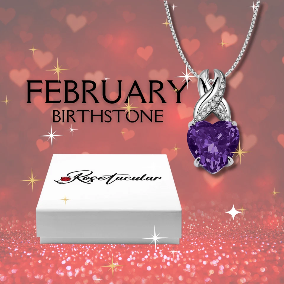 Rosetacular Collar Corazón Piedra Natal Joyería Regalo para Mujer Foto 3 de 4