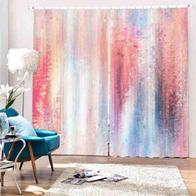 Render Hole Noodle 3D Curtain Blockout Photo Printing Curtains Drape Fabric 