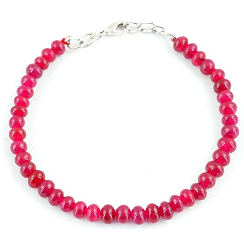 8" Long 65.45 CTS EARTH MINED ROUND SHAPED ENHANCED RUBY BEADS BRACELET (DG) - Picture 2 of 2