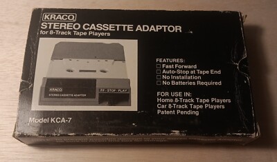 Vintage Kraco Stereo Cassette Adapter for 8 Track Player (KCA-7)
