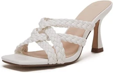 Omysky Womens Braided Heeled Sandals Cross Straps Backless Mules Sz-7 Shoes
