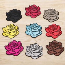 Rose Iron-On/Sew-On Embroidered Patch, Applique Motif - Goth Punk Alt Emo
