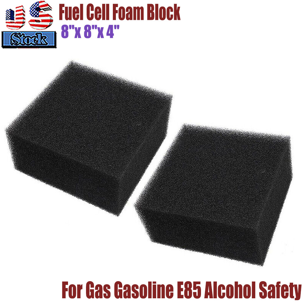2-Pack Fuel Cell Foam Blocks - 8"x8"x4" Polyurethane Anti-Slosh Foam For Gas, Gasoline, E85, Alcohol