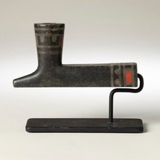 FINE GREAT LAKES STEATITE INLAID PIPE