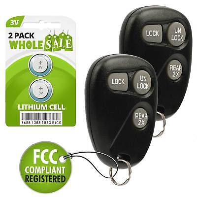 QINCHYE 2 Keyless Entry Remote Control Car Key Fob Fits for Cadillac Escalade 1999-2000 for Chevrolet Astro 1997-1999 for GMC Savana 1500 1997-2002 4 Buttons Black Replace ABO1502T 