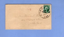 USA, 1857, COVER, STOCKTON TO NY, W/SEAL ON THE BACK, VF