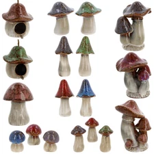 Magical Ceramic Mushroom Ornaments Gift Indoors or Garden Patio or Balcony