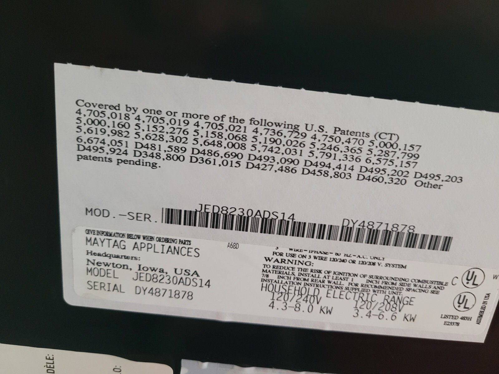 Jenn Air 30” JED8230ADS14 Electric Downdraft Cooktop Grill Cartridge