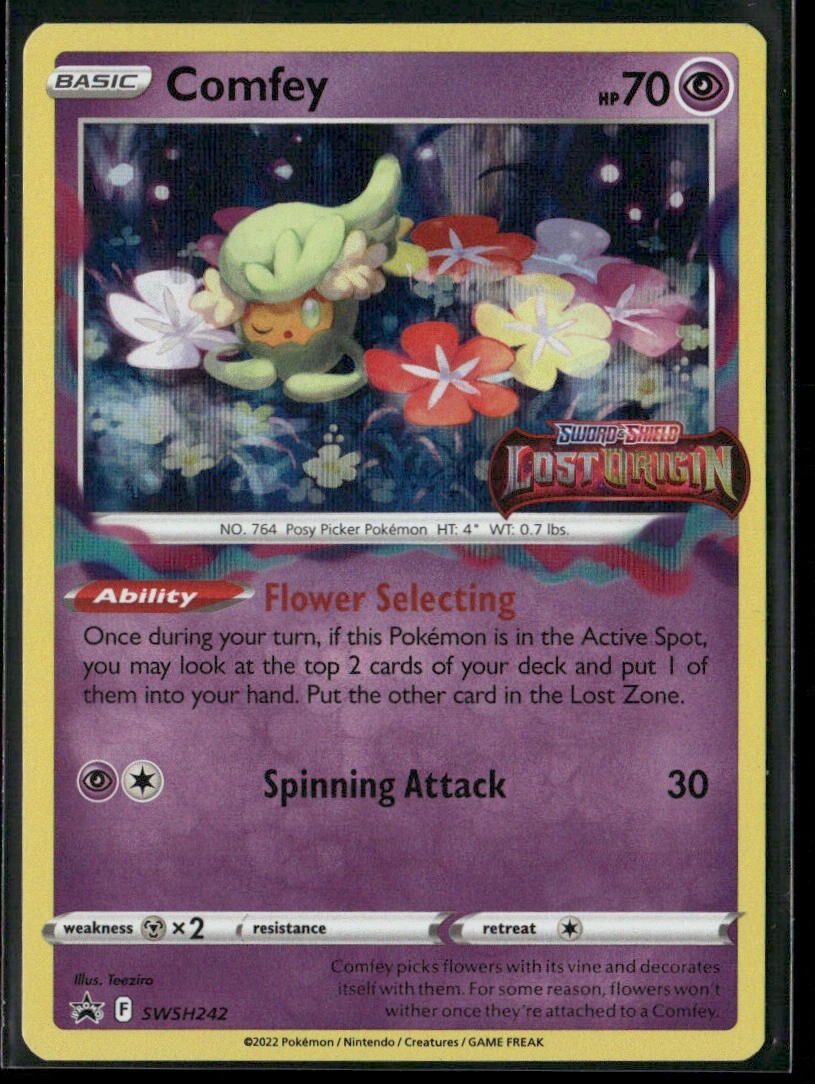 Pokemon TCG Comfey SWSH242 Black Star Promo Lost Origin Pre Release