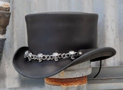 Black Leather Top Hat Steampunk Deadman El Dorado Top Hat Hat Leather Top Hat