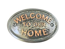 Placa De Bienvenida A Nuestro Hogar En Oro Rosa - Para Jardín/Garaje - Nueva