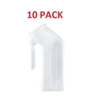 10 PACK - Male Urinal with Lid 32 oz. 1 qt. 1000cc, Travel, bedside Pee Bottle