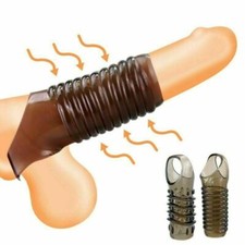 2x Male Reusable Penis Sleeve Extender Enlarger Extension Girth Enhancer Delay