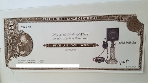 AT&T Commemorative Long Distance Certificates in Presentation Box $25 ...