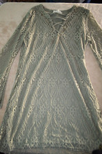 Womens size Medium No Comment Lace dress Silver gray