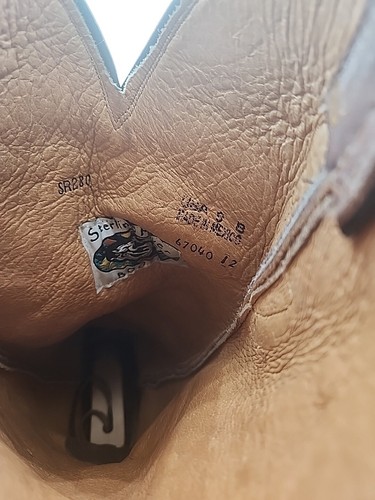 Sterling River Tan and Brown Womens Tall Cowboy Boots With Silver Studs Size 9B - Picture 7 of 8