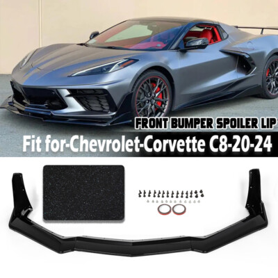 Front Bumper Lip Splitter Spoiler For 2020-2024 Corvette C8 Winglet Carbon Flash