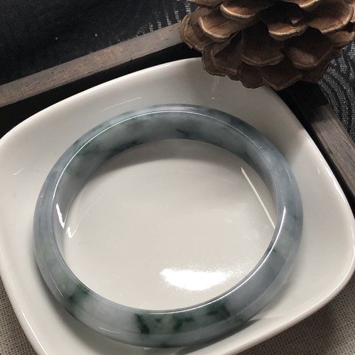 NEU Klasse A Myanmar grün Moos Jadeit Jade Armreif zertifiziert 56 mm - Bild 1 von 12