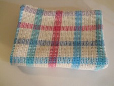 Vintage Beacon woven knit waffle weave striped thermal baby blanket    AG