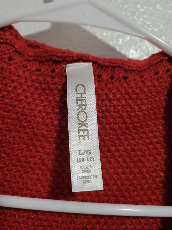Новый с Ярлыками CHEROKEE девочки кардиган свитер открытый передний длинным рукавом красный цвет.Размер L - Изображение 4 из 4