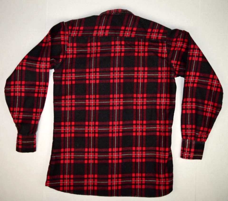 Camisa Occidental Vintage Franela a Cuadros Talla S Años 50 60 Magenta Sombra Perla A Presión Foto 3 de 4