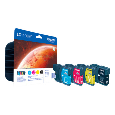 Original Brother LC1100HY 4er Pack BK/Y/C/M Drucker Tintenpatronen für MFC-6490CW