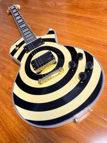 IN STOCK Zakk Wylde Bullseye LP Electric Guitar Solid Black Fretboard Gold