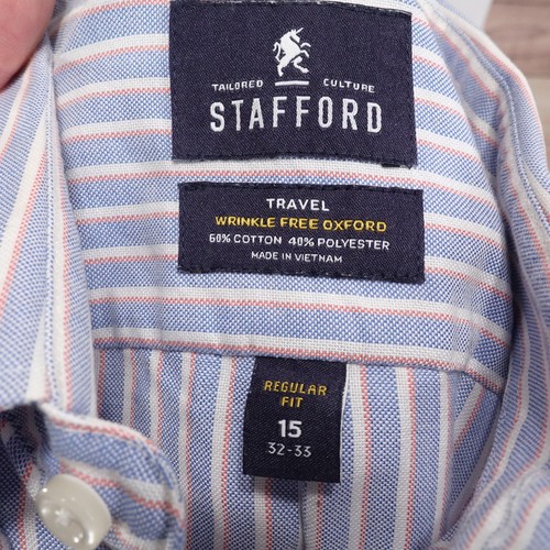 CAMISA STAFFORD TRAVEL SIN ARRUGAS OXFORD A RAYAS ABOTONADA PARA HOMBRE 15 32-33 - Imagen 6 de 6