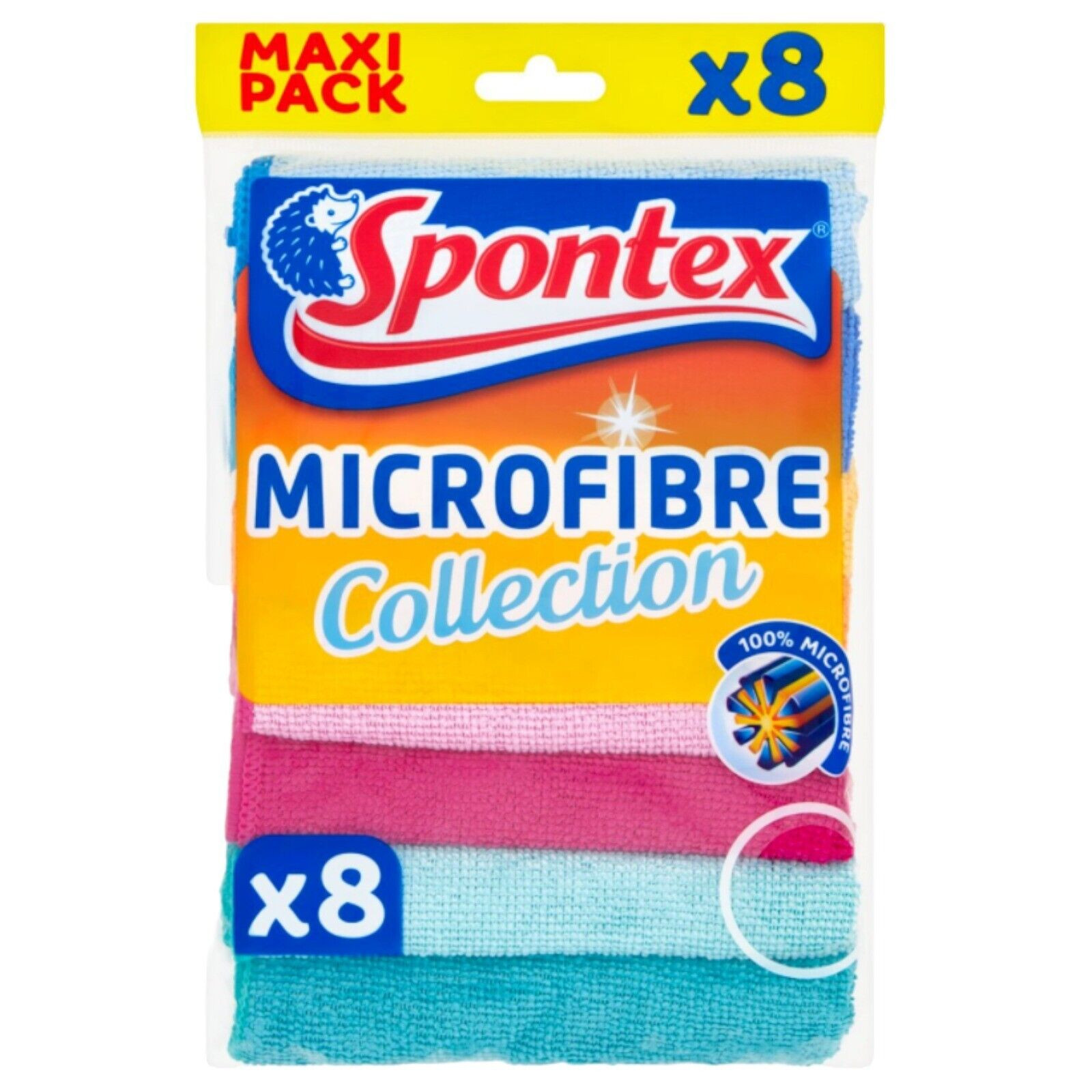 Spontex Microfibre Cloths Multi Purpose Cleaning Home Kitchen Car Polish x8 1 Pk