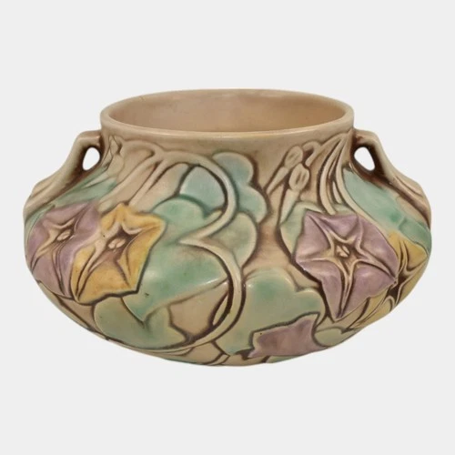 Roseville Morning Glory White 1935 Vintage Art Pottery Ceramic Bowl Vase 268-4