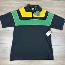 NWT Vtg Y2K Mecca Heavyweight Short Sleeve Polo Shirt Men  s Large Black/Green