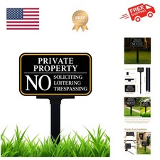 No Soliciting Sign for House with Stake, Private Property No Trespassing Sign...