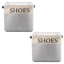 2 Pack Storage Basket for Shoe Organizer, Flodable Space-Saving Storage Bin D...