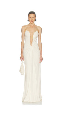 Helsa Ivory Sleeveless V-Neck Full-Length Column/Sheath Wedding Dress