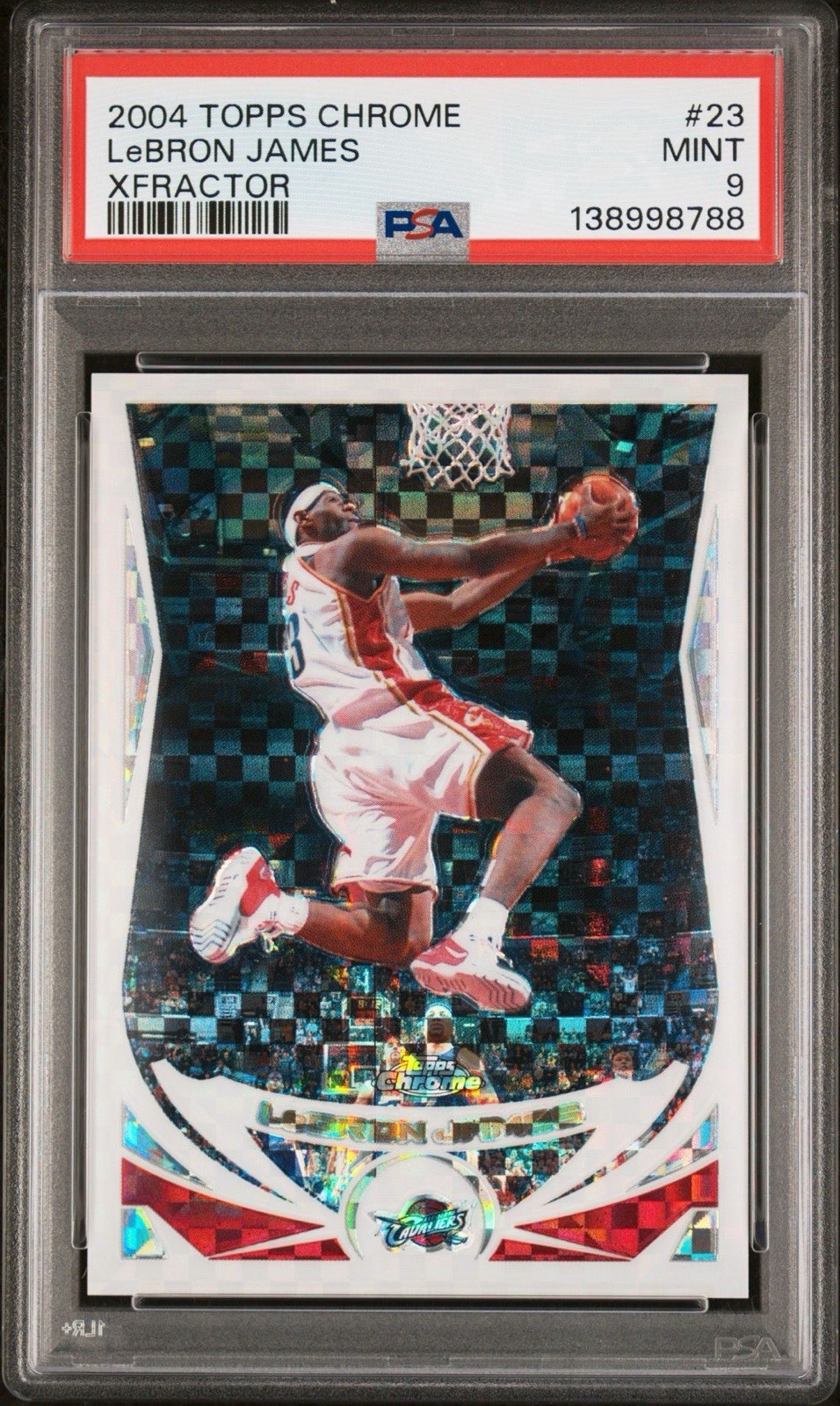 2004-05 Topps Chrome LeBron James #23 XFractor Refractor #/110 PSA 9