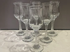 SET of 6 Vintage Cordial Shot Aperitif Glasses with Twisted Stems 5.75"