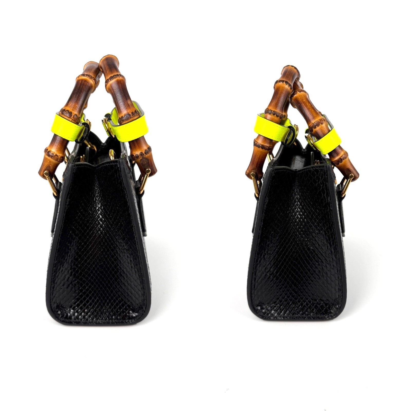 GUCCI Python Snakeskin Small Diana Bamboo Handle … - image 7