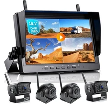 4ch Wireless 10.1" Monitor DVR 1080P Backup Camera for Truck RV Reverse System