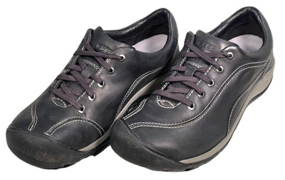 Keen Presidio II Casual Lace Up Shoes Women's 9 Black Steel Gray Leather 1018314