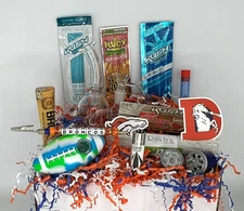 15 PC DENVER BRONCOS BONG & PIPE SMOKE GIFT SET - ROACH CLIP - NFL GIFT FOR HIM