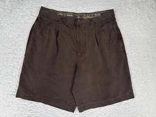 Tommy Bahama Shorts Mens 32x8 Brown 100 Silk Pleated Front Casual Relaxed
