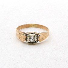 Art Deco Solid 10k Gold Natural Mine Cut Whit...