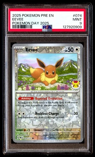 PSA 9 Eevee 074 Pokemon Day Promo Holo Prismatic Evolutions 2025 Day