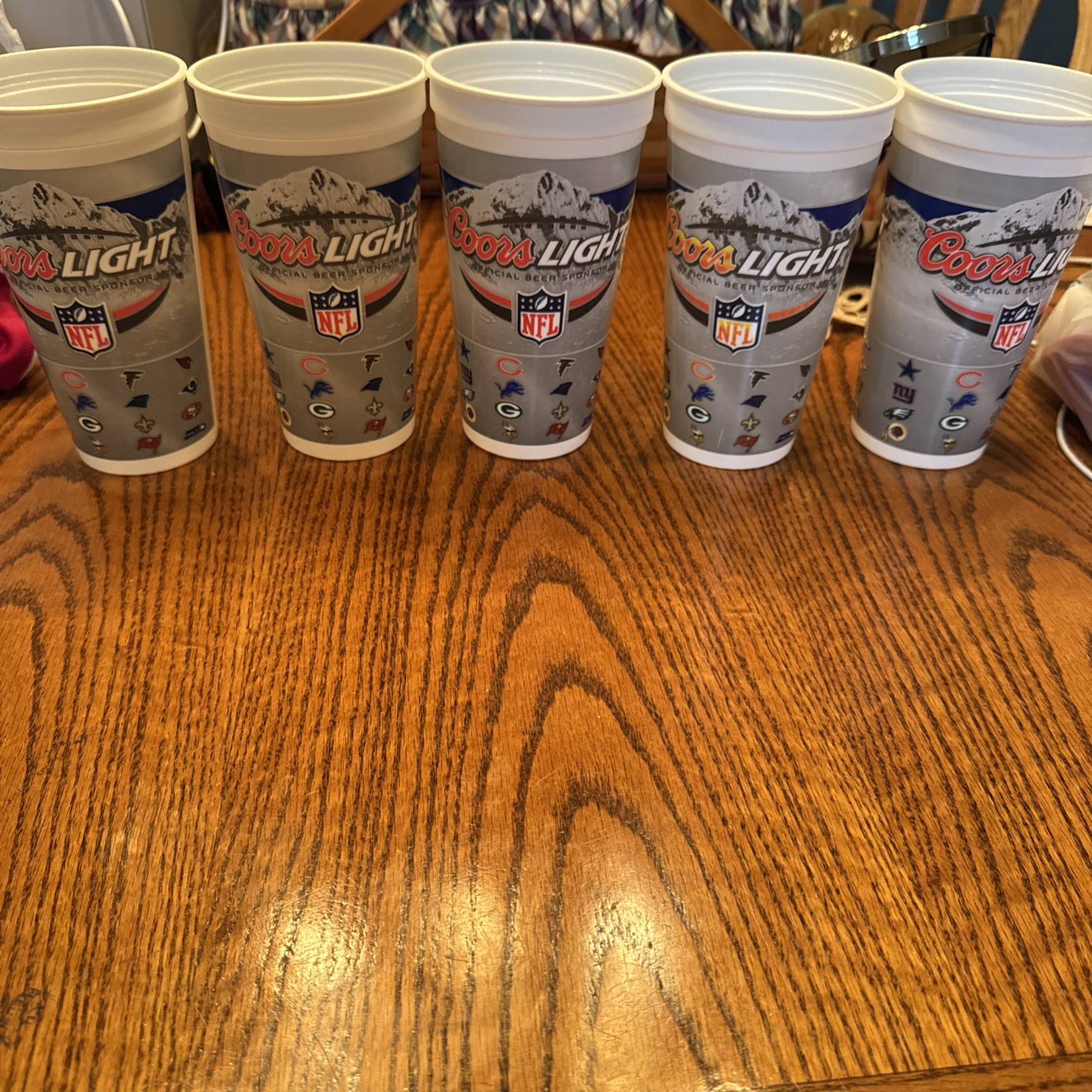 5 Pack Coors Light NFL Collectible Plastic Cups Official Beer Sponsor