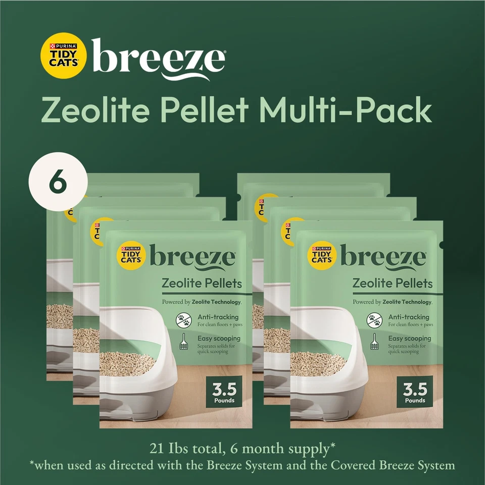 Recarga de pellets de arena Purina Tidy Cats Breeze - (6) bolsas de 3,5 lb - 21 lb en total Foto 3 de 4