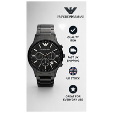 EMPORIO ARMANI AR2453 STAINLESS STEEL BLACK DIAL CHRONOGRAPH MEN'S GENUINE WATCH