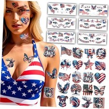 26 Sheets Independence Day Temporary Tattoos 4th Of July 4th Of July Face